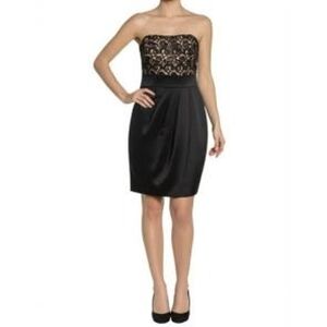 White House Black Market Strapless Black Dress with Lace